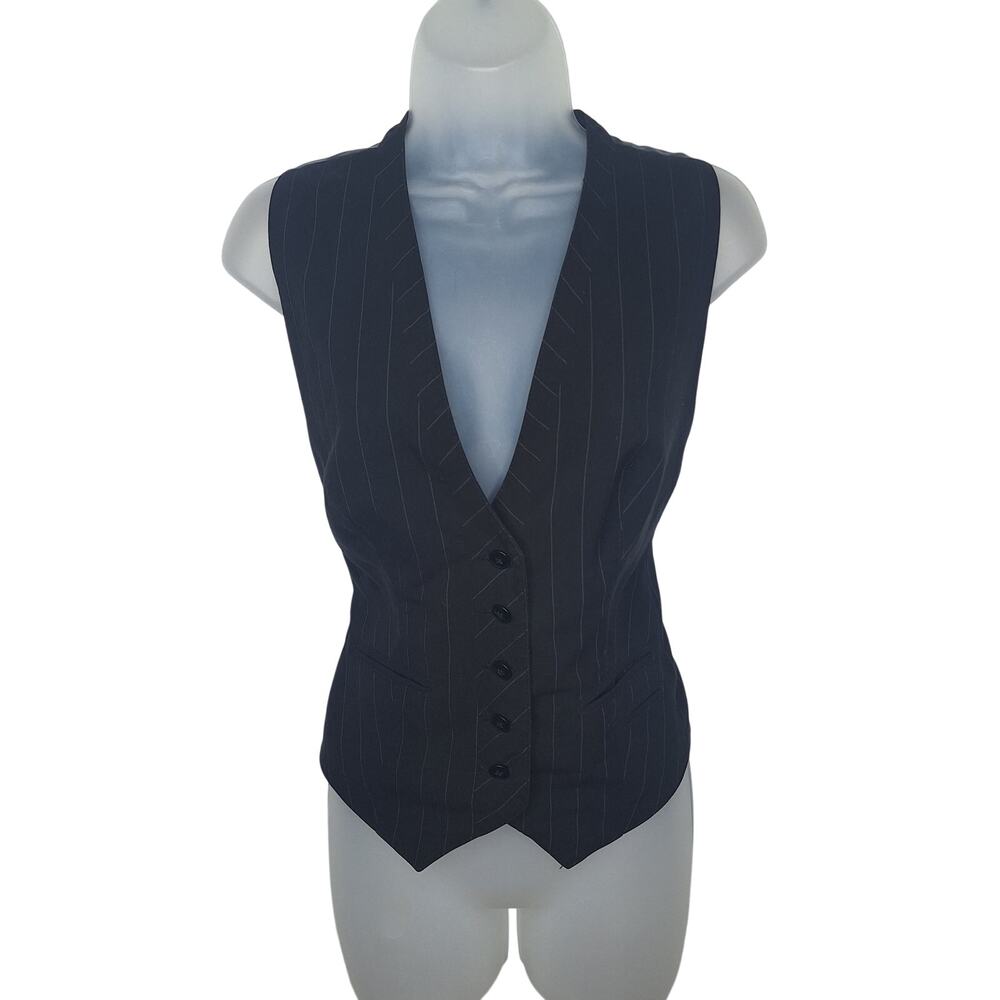 Norma Kamali Women Vest Waistcoat Medium Pinstripe Academia Menswear Steampunk